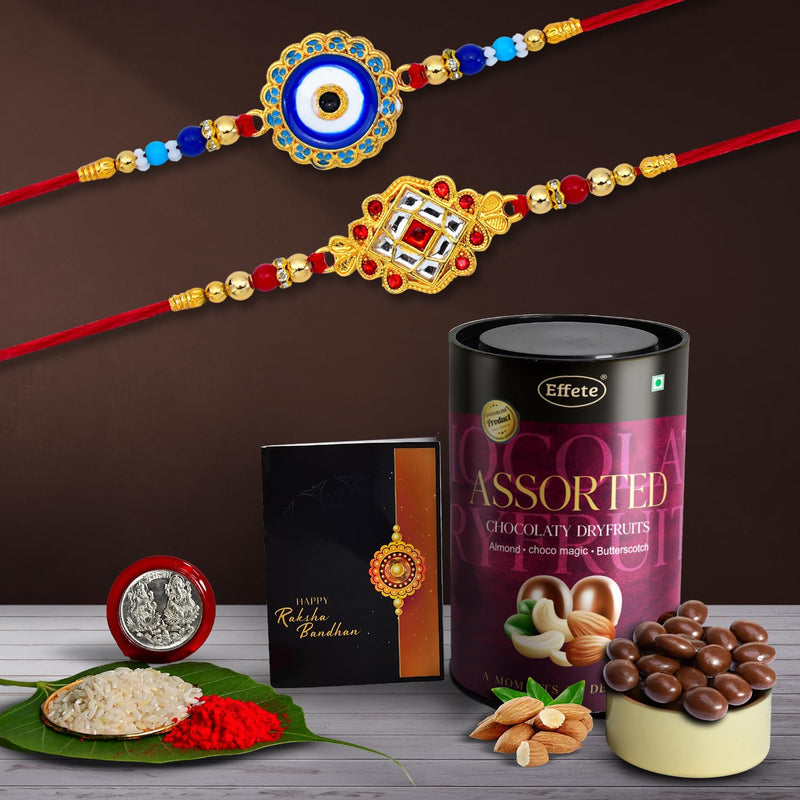 Rakhi (K2_515+516_as)  Assorted Chocolate Dryfruits 96gm Rakhi For Brother With Gift  Rakhi With Chocolate Rakhi Combo For Brother  Set Of 2 Rakhi  Chocolate