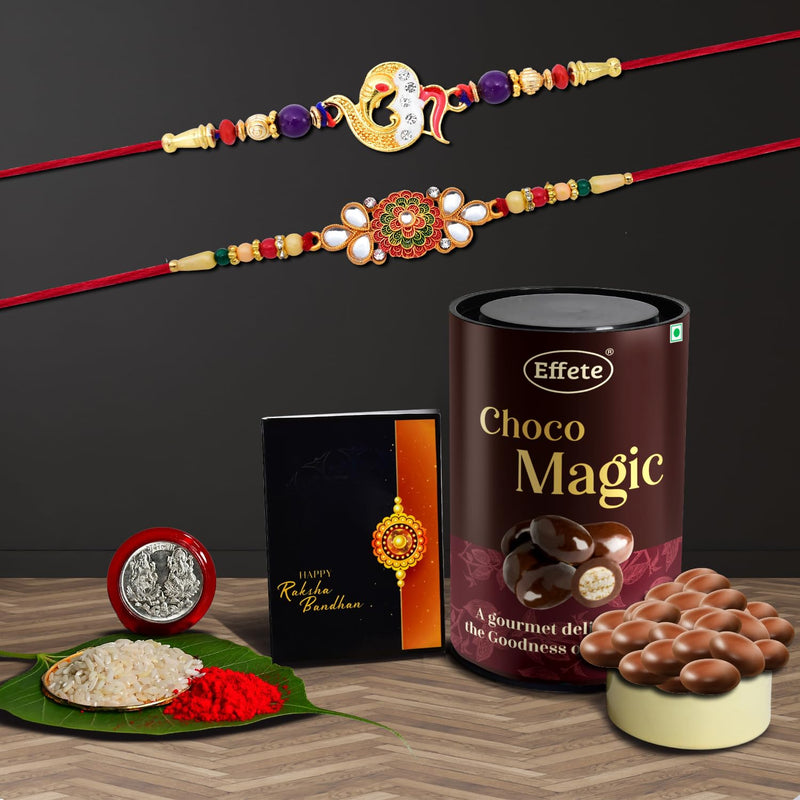 Rakhi (K2_410+411_em)  Chocolate Magic Rakhi Combo With Card And Chocolate Chocolates Gift Pack Rakhi  Chocolate For Brother Rakhi With Gift Set Of 2 Rakhi