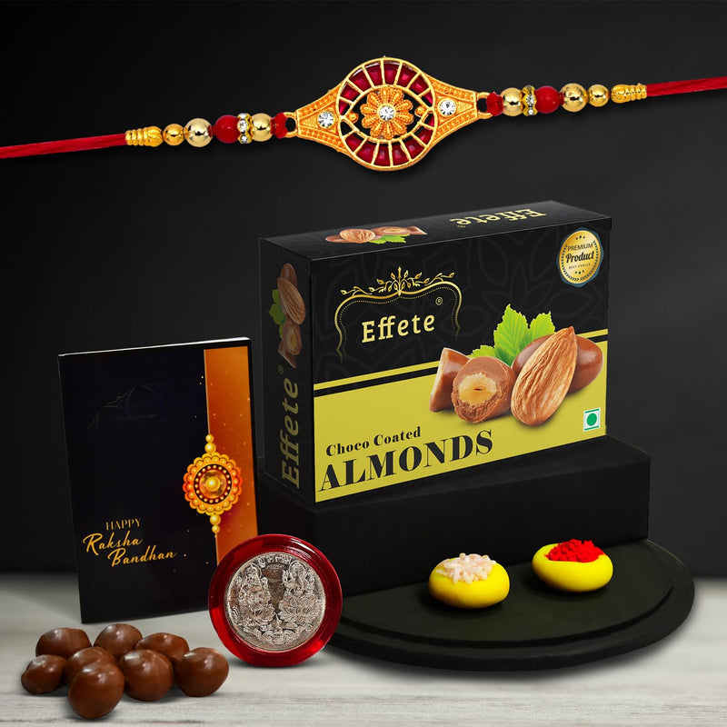 Rakhi (K1_325_ca32)  Chocolate Almonds 32gm Rakhi For Brother With Gift  Fancy Rakhis For Men Stylish Rakhi Combo For Brother  Set Of 1 Rakhi  Chocolate