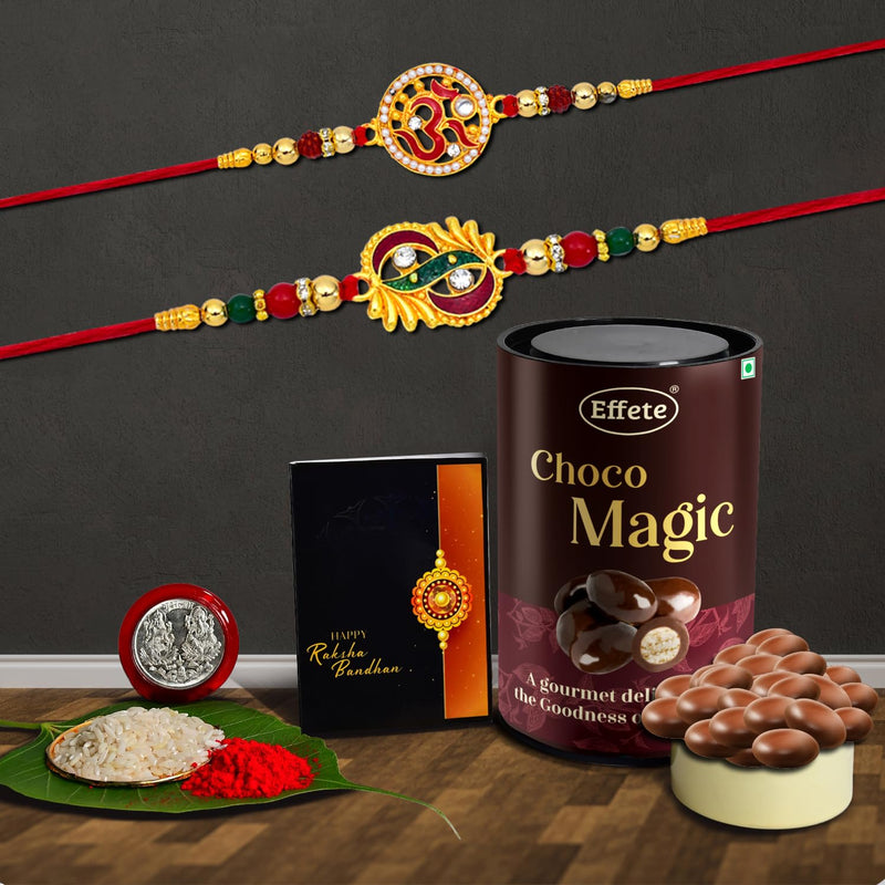 Rakhi (K2_272+273_em)  Chocolate Magic Rakhi For Brother With Gift Rakhi With Chocolate Rakhi Combo For Brother Set Of 2 Rakhi Chocolate
