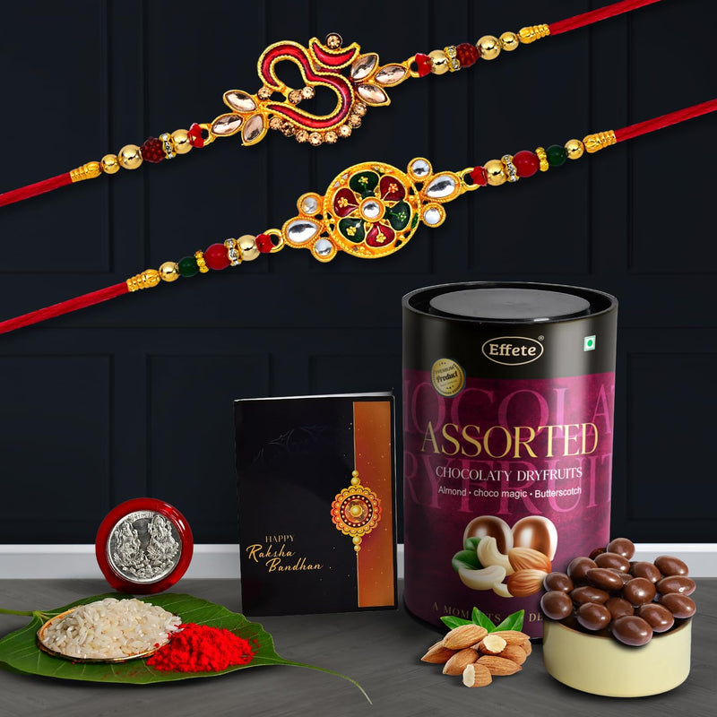(K2_551+552_as) Rakhi Combo With Assorted Chocolate Dryfruits 96gm Stylish Rakhi For Brother Rakhi  Chocolate For Brother Rakhi Brother Rakhi With Gift Handmade Rakhi Set Of 2 Rakhi