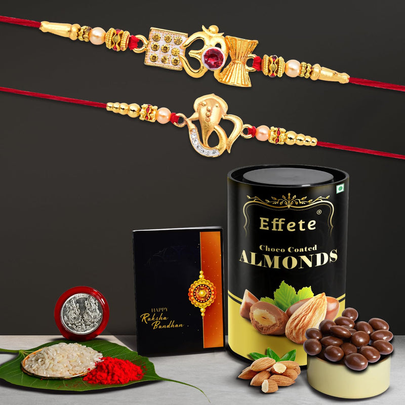 (K2_412+413_as) Rakhi Combo  Assorted Chocolate Dryfruits 96gm Rakhi  Chocolate For Brother  Fancy Rakhis For Men Stylish  Rakhi With Gift  Rakhi Combo  Set Of 2  Chocolate