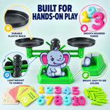 Educational Math Balancing Game With Elephant Scale Number Pieces And Rods Set