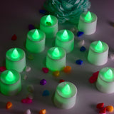 6635 Green Flameless Led Tealights Smokeless Plastic Decorative Candles - Led Tea Light Candle For Home Decoration (Pack Of 24)