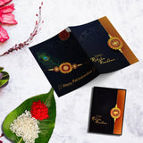 Rakhi Gift Set Of 5 For Brother  Designer Rakhi Combo With Choco-coated Almonds Silver Coin Roli Chawal  Greeting Card