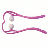 Manual Pink Neck Shoulder Massager With Spiky Ball For Pain Relief (1 Pc)
