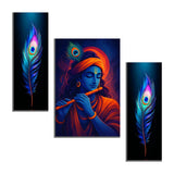 Krishna 3 Panel Mdf Wall Frame Wall Art Painting 16.5x12in (1 Pc)
