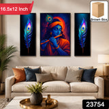 Krishna 3 Panel Mdf Wall Frame Wall Art Painting 16.5x12in (1 Pc)