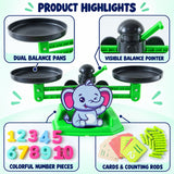 Educational Math Balancing Game With Elephant Scale Number Pieces And Rods Set