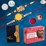 Kids Rakhi Combo With Elephant  Smiley Rakhi Choco Beats Tilak Coin  Card
