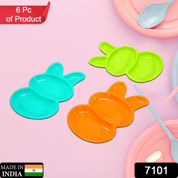 7101 Rabbit Shape Dish 6 Pcs For Kids (Multicolor)