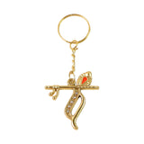 Flute And Peacock Feather Krishna Design Keychain (1 Pc)